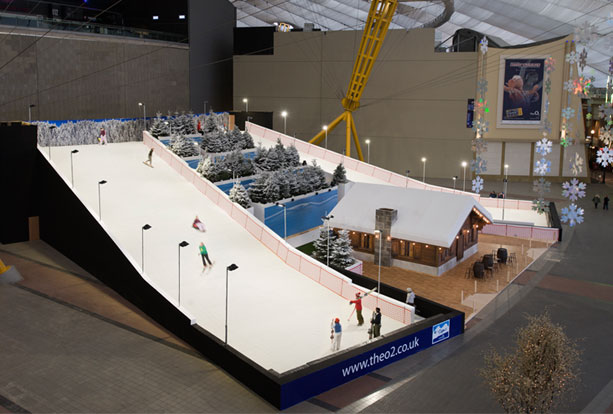 Indoor twin ski slope at the O2