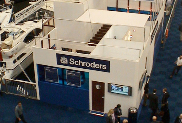 Exhibition stand with Schroders signage