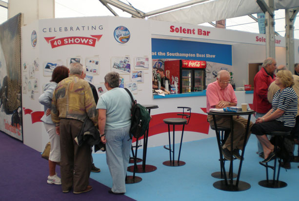 Solent bar with high stools and tables